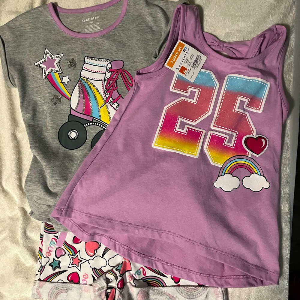 Three piece girls roller skate theme short set